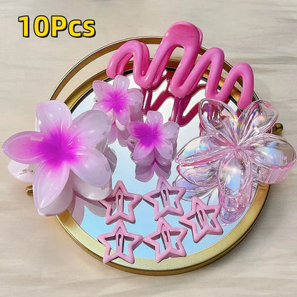 18Pcs Egg Flower Hair Clips | Gradient Candy Color Flowers, Shark Clips for Daily Ponytail Styling