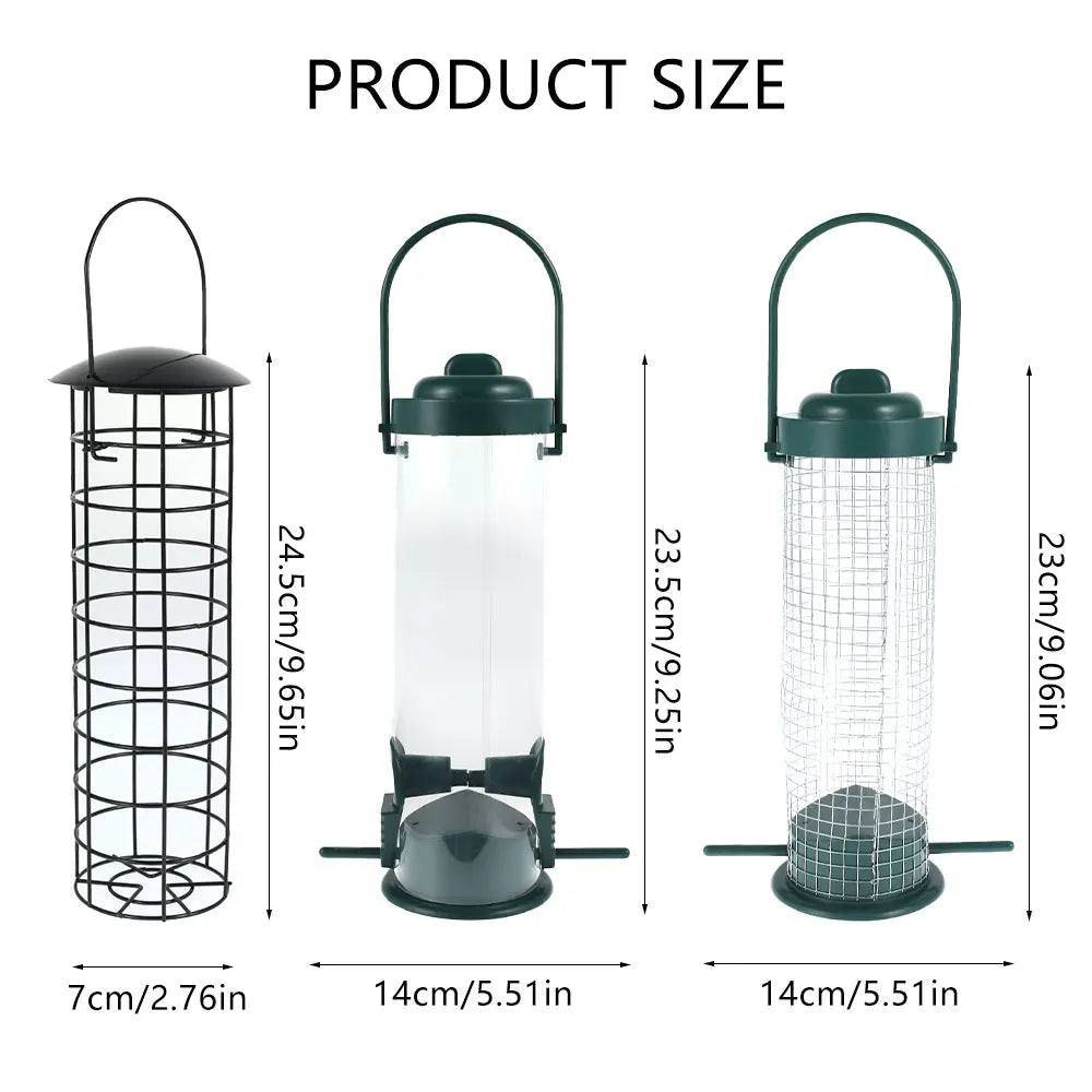 Hanging Bird Seed Feeder - PVC Tube Wild Bird Feeder for Garden, Paddock & Outdoor Pet Supplies