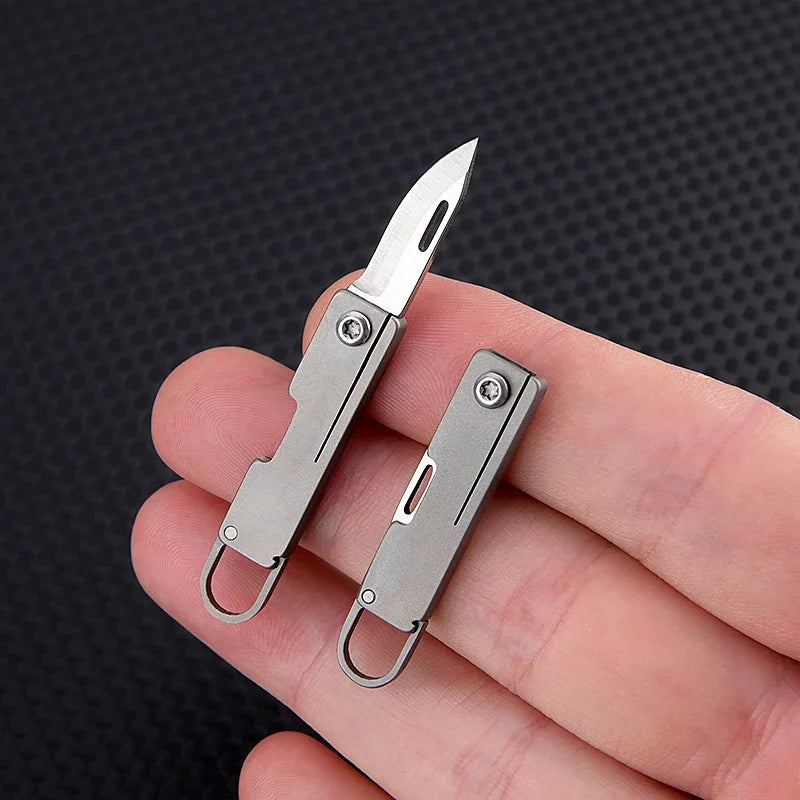 Portable Titanium Alloy Mini Folding Knife Keychain – Sharp Compact Unboxing Tool Pendant