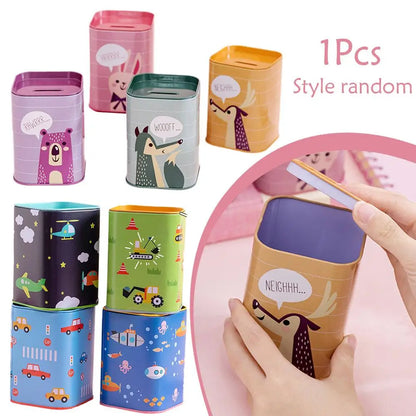 Cartoon Piggy Bank Money Box – Cute Metal Coin Holder, Rectangular Storage Box for Savings and Pens