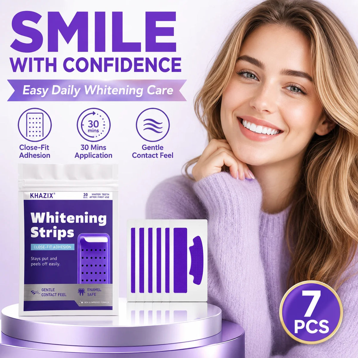 7-Piece Dental Care Strips - Daily Oral Hygiene Patches for Mouth Cleaning and Fresh Breath