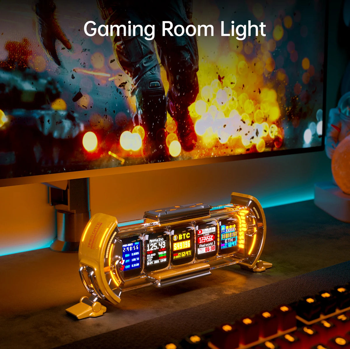 Divoom Times Gate Digital Gaming Clock - Smart App Control, WiFi, RGB LED Display & Cyberpunk Room Decor