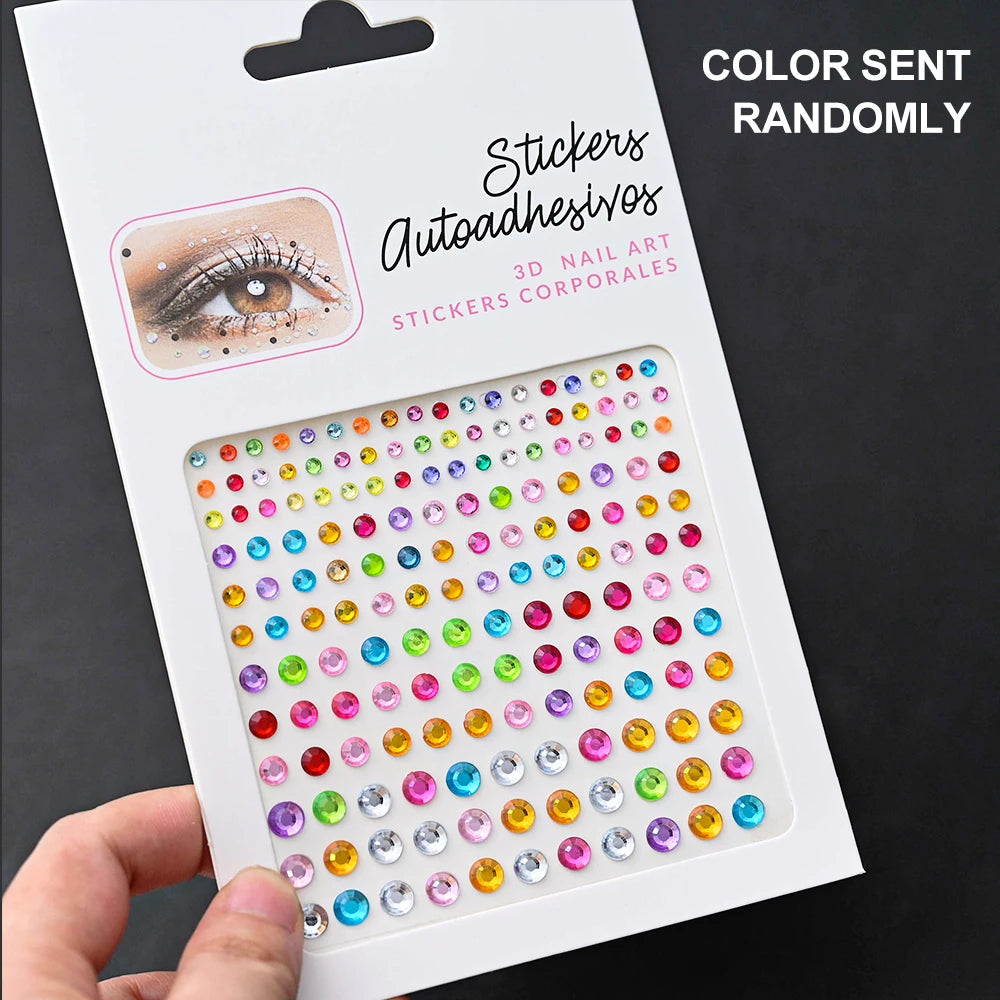 5D Face Diamond Gem Stickers - Colorful Rhinestone Body Makeup Tattoo for Festival, Nail Art & DIY Bling Style