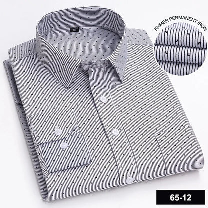 Men’s Plaid Stripe Long Sleeve Shirt - Casual Business Formal Office Shirt with Single Pocket for All Seasons