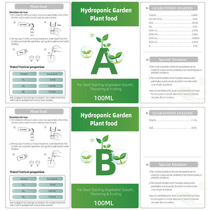 AB Two-Part Fertilizer Set – Hydroponic Plant Food for Flowers, Vegetables, and Grass Nutrients