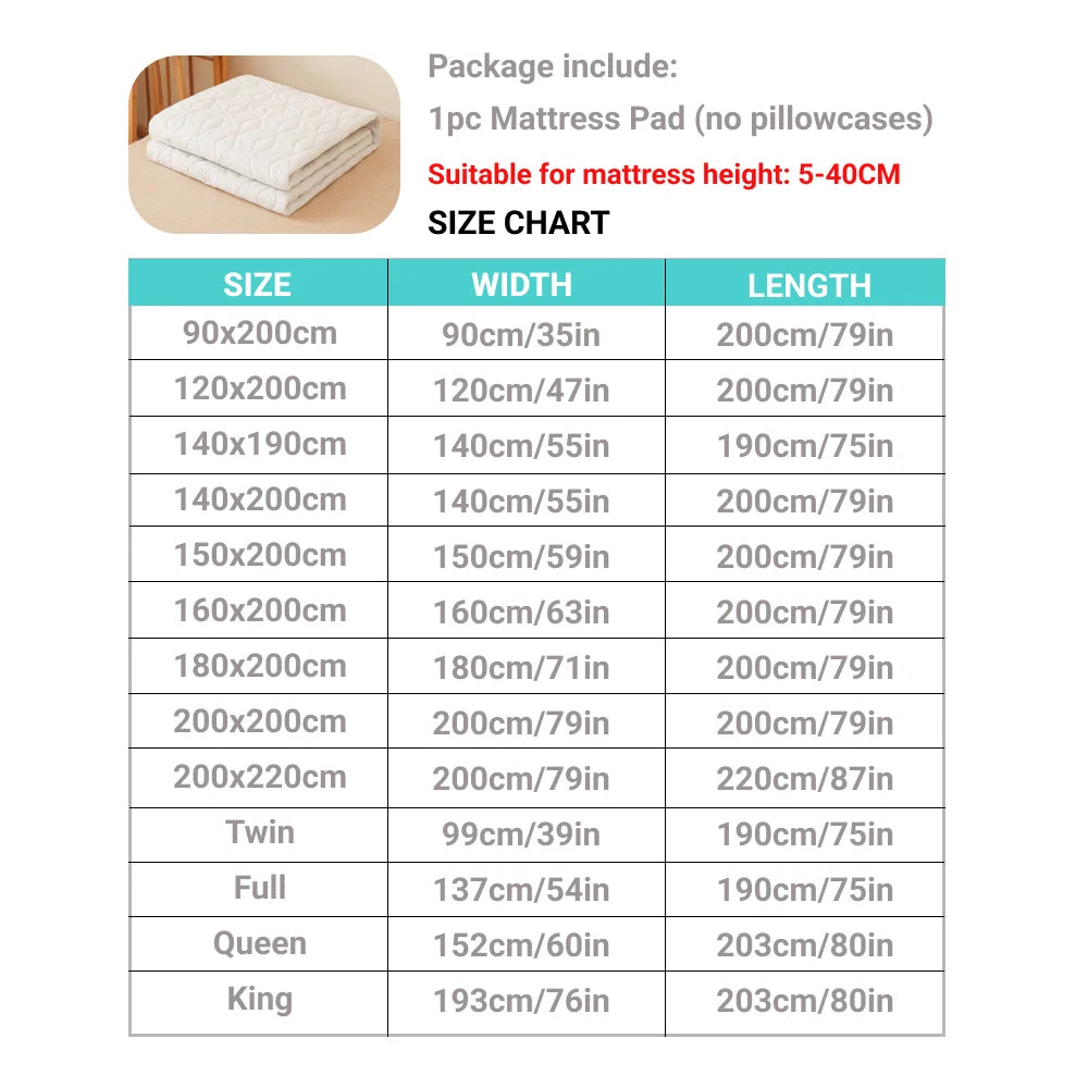 Waterproof Mattress Protector — Breathable, Noiseless Cover Pad with 4 Elastic Corners, Fits Up to 40cm Deep