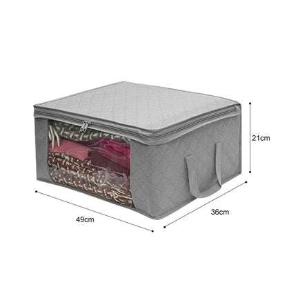 Large Capacity Foldable Clothing Storage Box — Non-Woven Fabric Organizer with Zipper for Quilts and Clothes