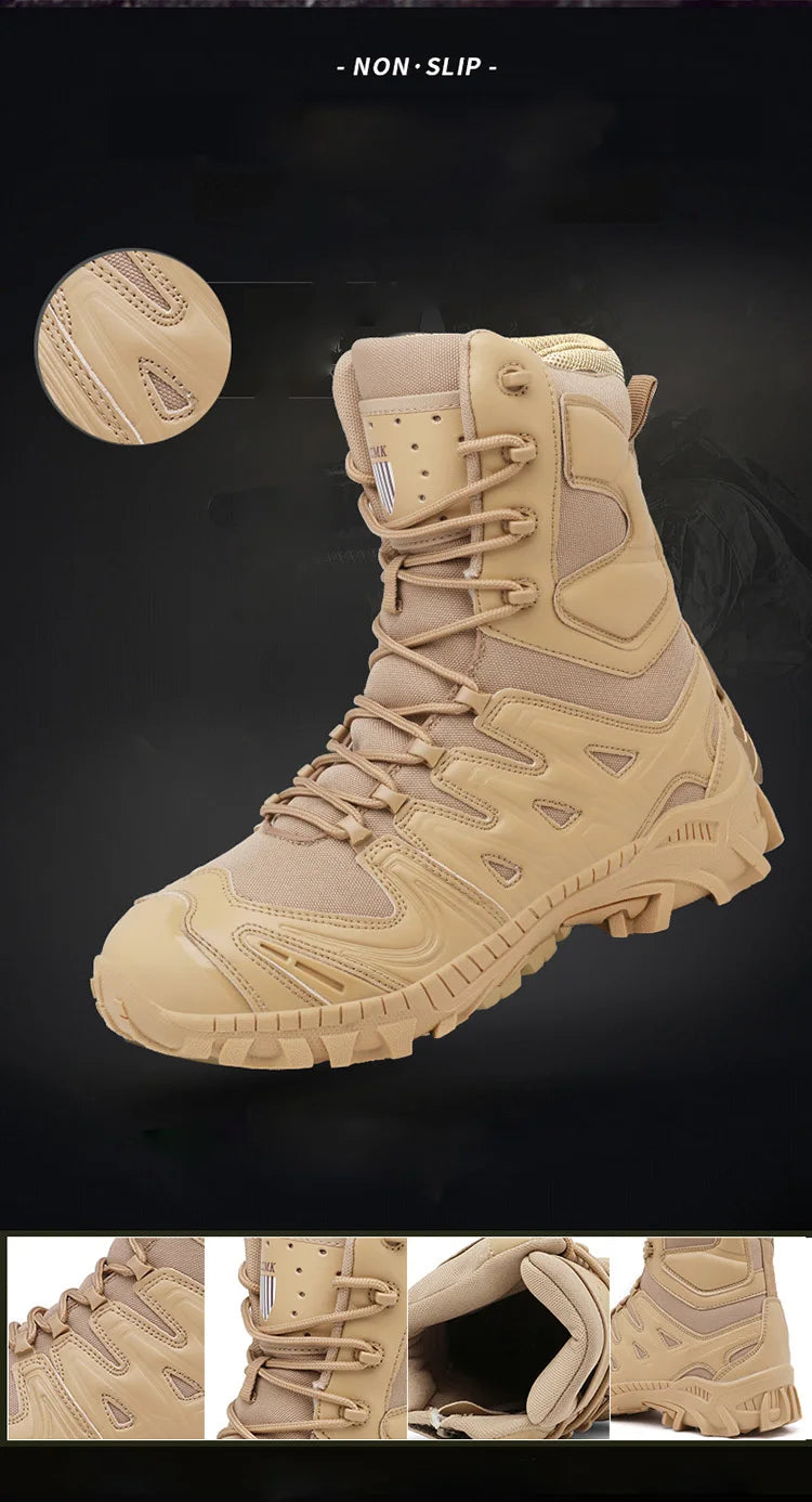 Special Forces Desert Combat Boots - Men's Tall Wear-Resistant Tactical, Waterproof Training & Outdoor Mountaineering Sports Boots