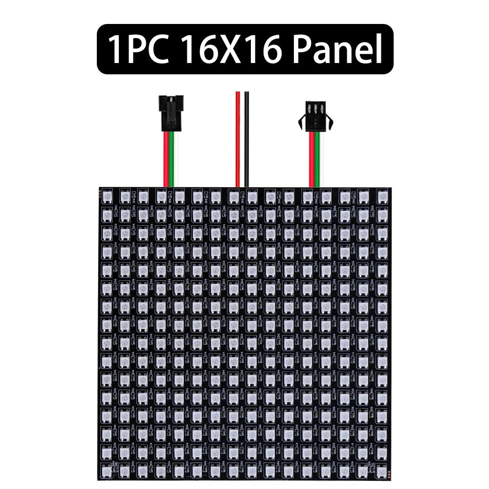 WS2812B RGB LED Pixel Matrix Panel - Individually Addressable Flexible 8×8, 16×16 or 8×32 LED Screen, DC 5V
