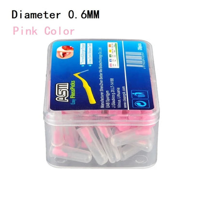 20-Piece L-Shaped Interdental Brushes – Push-Pull Orthodontic Toothpicks for Teeth Cleaning and Oral Hygiene