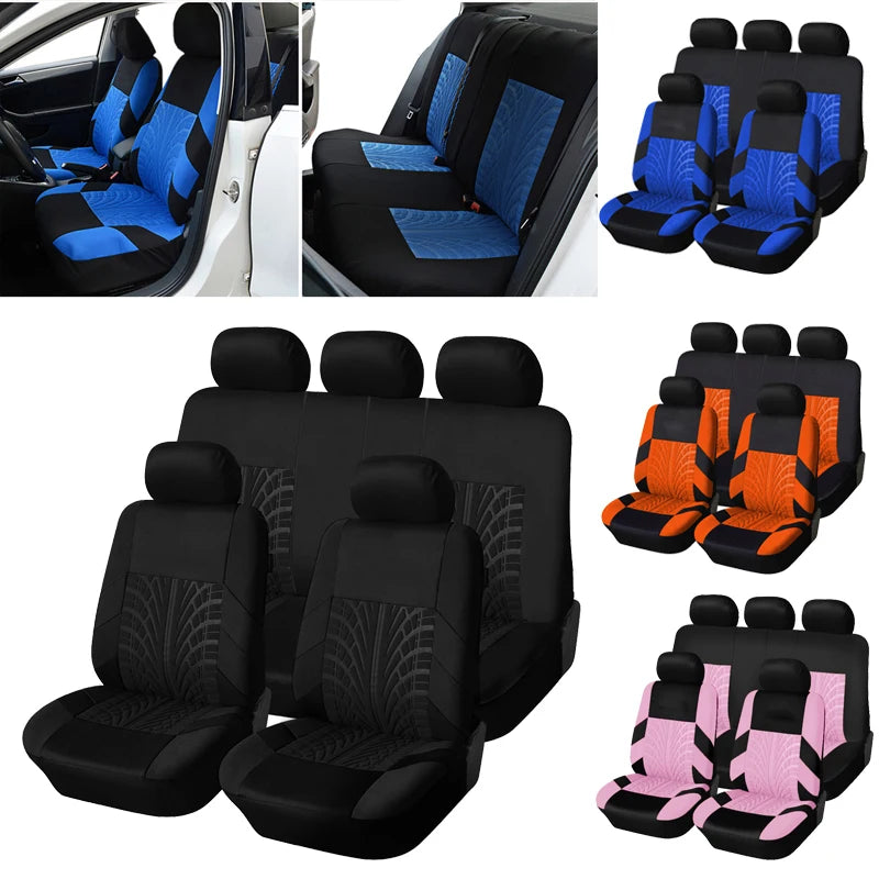 Brand Embroidery Universal Car Seat Cover Set with Organizer – Premium Interior Protection for Golf 4, Citroen C4, IZH 2126, Hyundai i20 & Honda Models