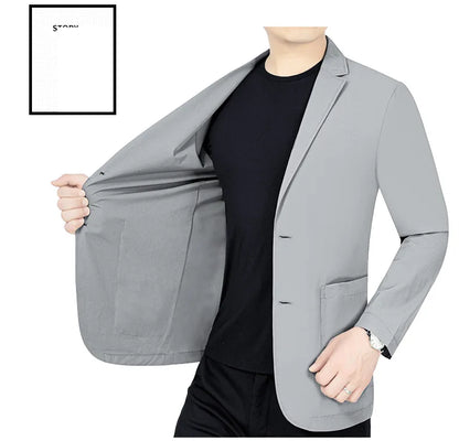 Men’s Summer Thin Blazer Jacket – Breathable, Elastic Sunscreen Coat for Business Casual, 4XL
