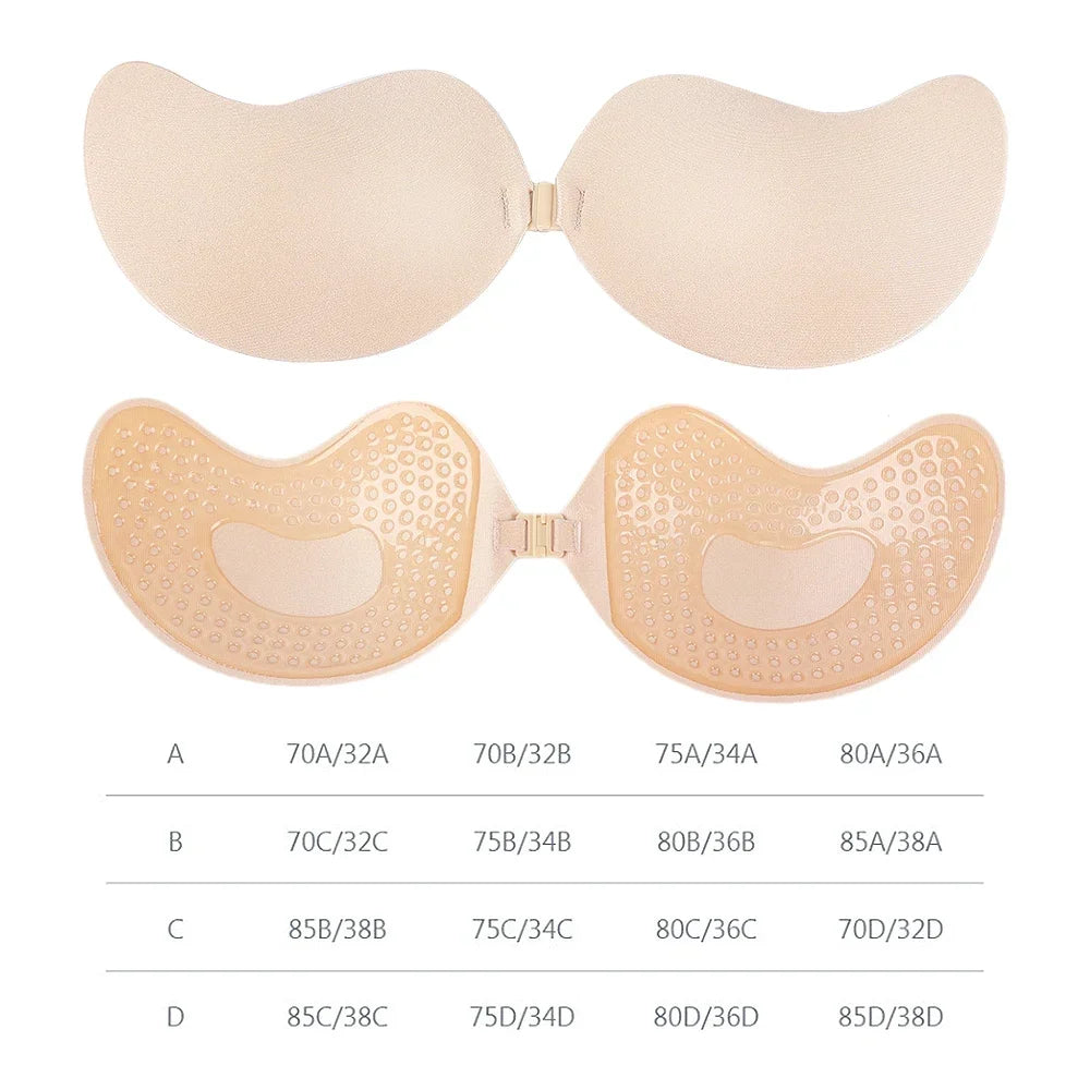 Flaunt Your Style: Invisible Strapless Adhesive Stick Bra - Push-Up Design, Seamless Silicone Nipple Covers, Perfect Lingerie Bralette for Women