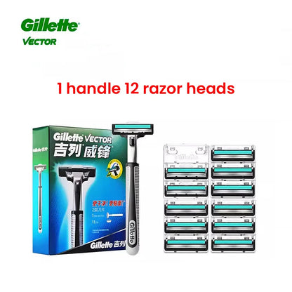 Gillette Vector 2 Razor Set for Men - 9 Blades with 2-Layer Razor Blades for Smooth Shaving