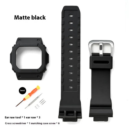 Matte Resin Bezel and Rubber Strap Set for Casio G-Shock DW-5600, GW-M5610, G-5000 & GWB-5600 - Replacement Watch Case and Band Accessories