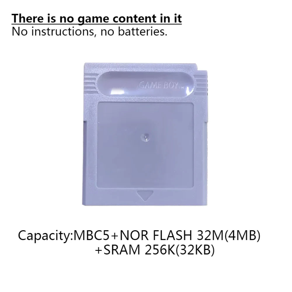 GBC Blank Game Cartridge - Customizable Burnable Game Card with Multicolor Shell, No Battery or Manual Included