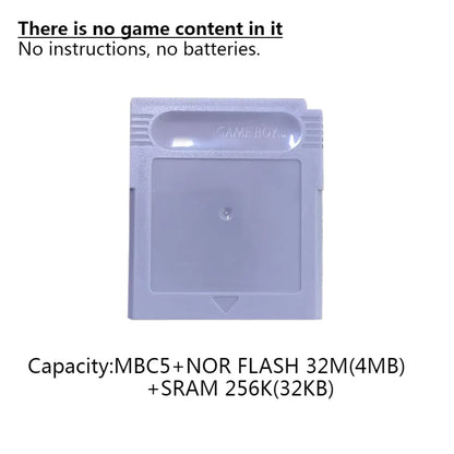 GBC Blank Game Cartridge - Customizable Burnable Game Card with Multicolor Shell, No Battery or Manual Included