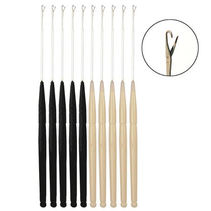 10PCS Micro Rings Hook Needle Set – Plastic Handle Hair Extension Installation Tool