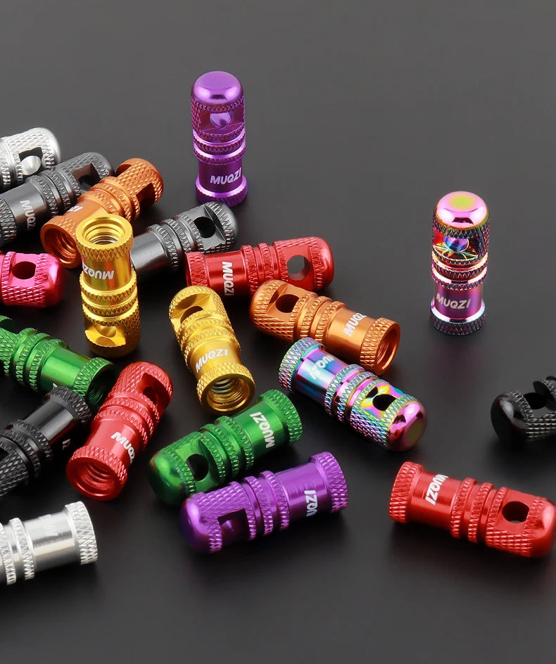 MUQZI 2/4PCS Presta Valve Caps with Core Remover — MTB Tubeless Tire Valve Stem Accessories