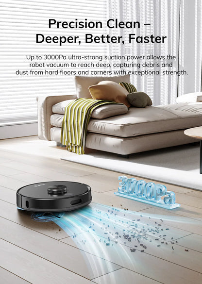 ILIFE A20 Robot Vacuum and Mop Combo – LiDAR Navigation, 3000Pa Suction, Smart Mapping, App/Alexa Control, Ideal for Pet Hair