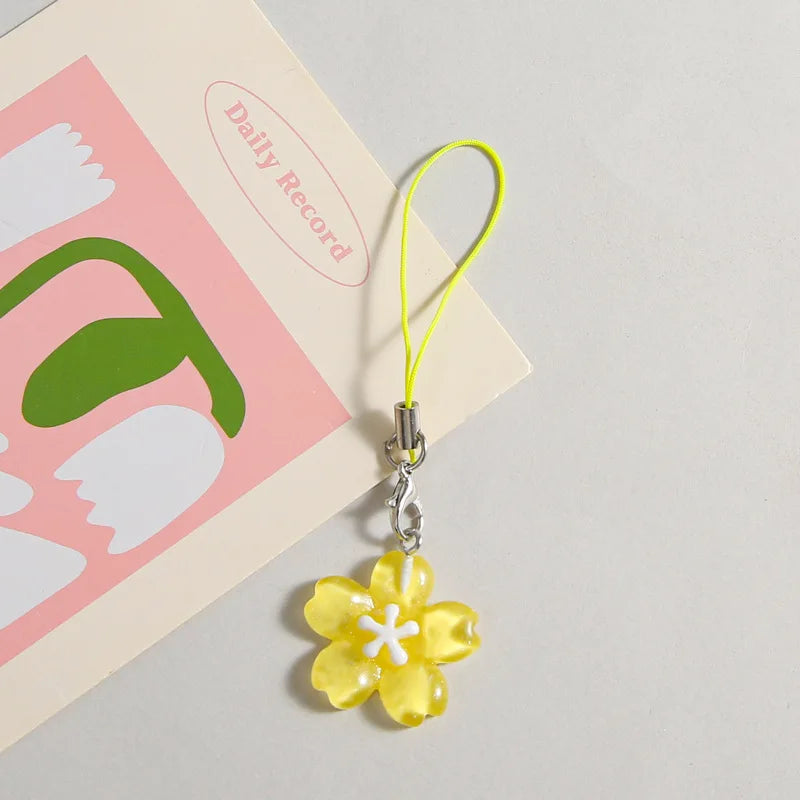 Colorful Resin Flower Phone Chain - Fresh Cute Transparent Key Pendant Bag Charm Accessory for Women & Best Friends