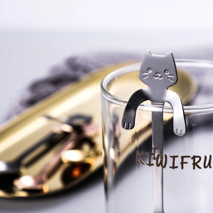 Stainless Steel Cat-Shaped Coffee Spoon – Cute Teaspoon Dessert & Ice Cream Mini Scoop for Kitchen Tableware