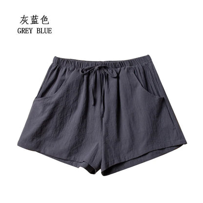 Women’s Cotton Linen High Waist Shorts — Black Casual Fashion Workout Sport Shorts