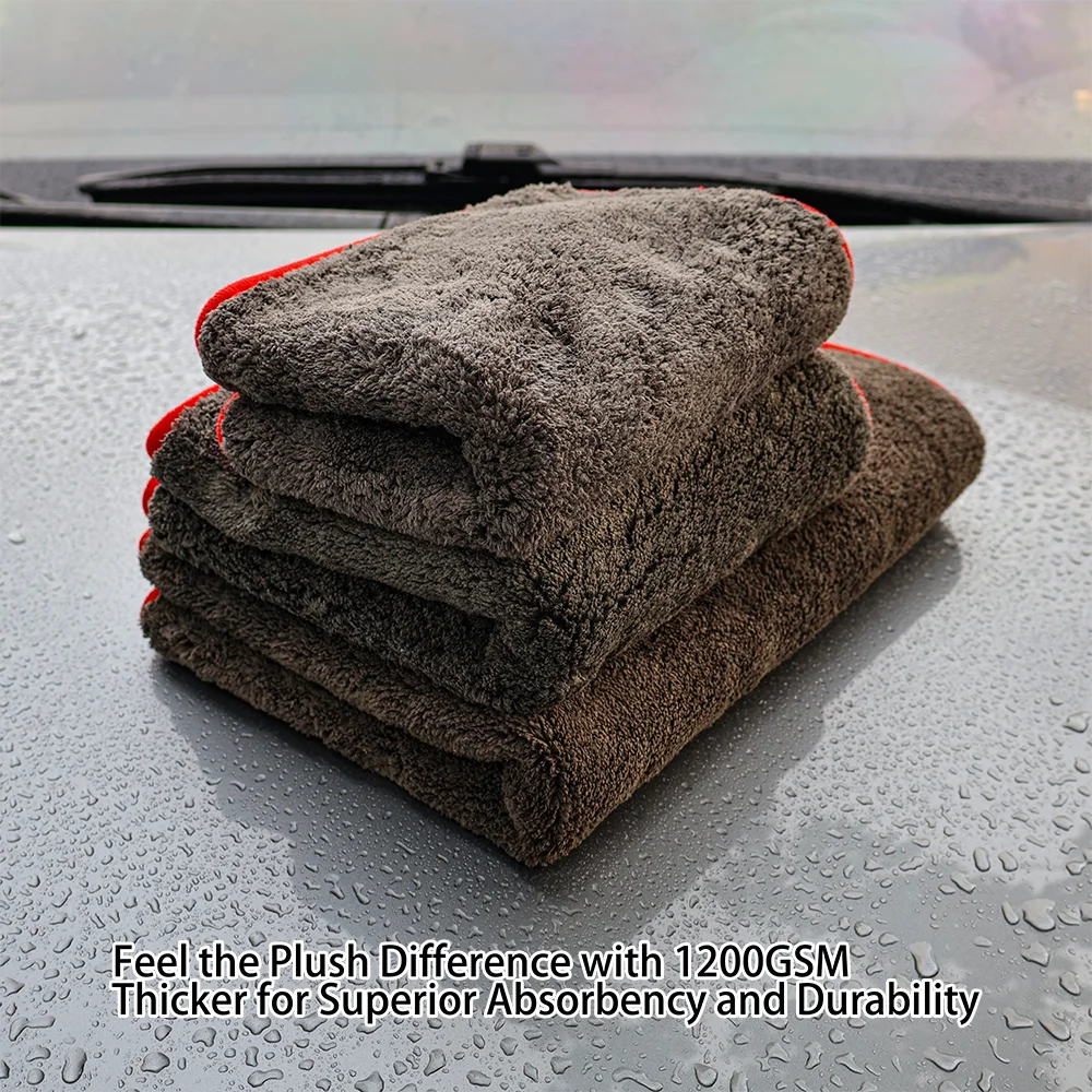 AUTOBRIGHT 1200GSM Microfiber Car Cleaning Towels – Ultra-Soft Wash & Dry Cloths