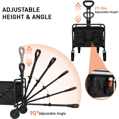 Portable Folding Handcart – Adjustable Height & Angle, Easy Fold, Heavy-Duty Load Carrier for Beach & Camping