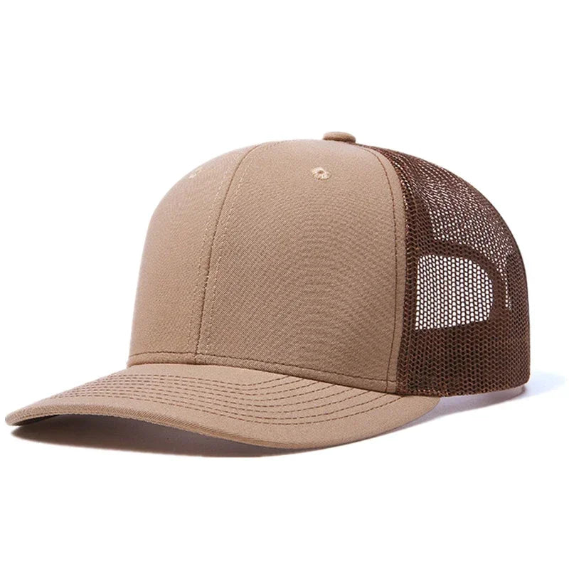 Unisex Curved Brim Trucker Hat - Breathable Summer Mesh Baseball Cap for Men & Women