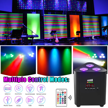 12W Triangle Battery LED Par Light - RGBW Wireless Uplight, DMX Stage Lighting for DJ, Disco, Wedding & Party
