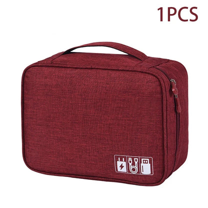 Portable Waterproof Travel Cable Storage Bag – Digital Organizer for USB Cables, Chargers & Plugs