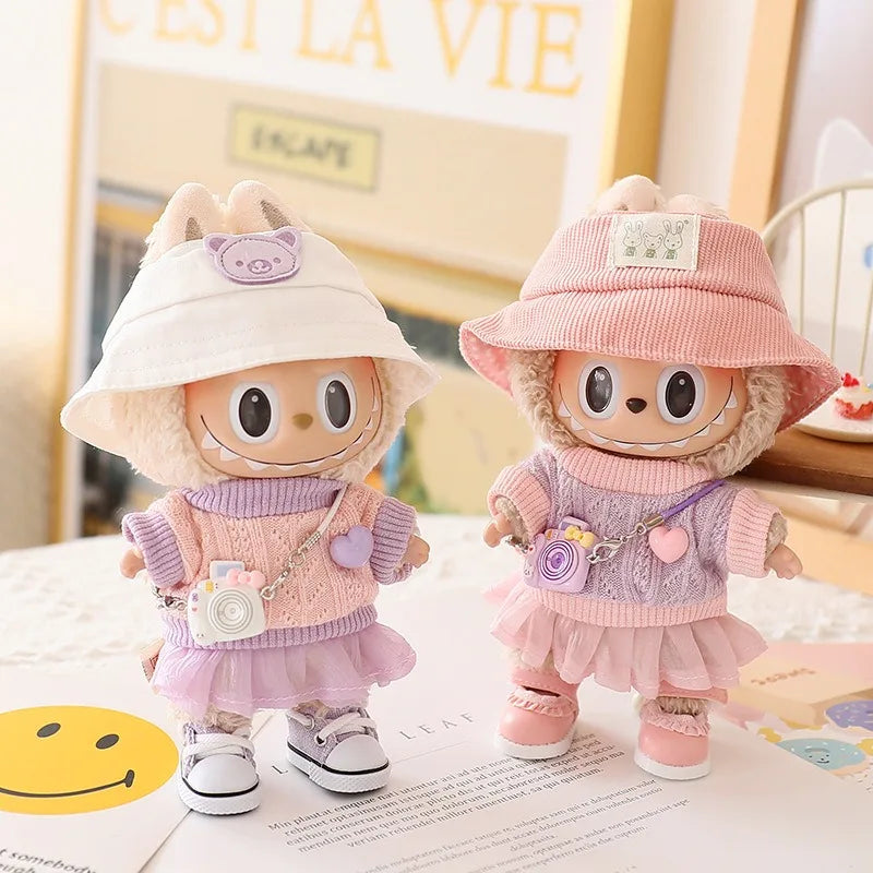 Ropa Labubu Doll Clothes Outfit – Sweater & Yarn Skirt for 15cm/17cm Labubu Plush Dolls