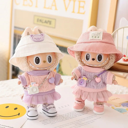 Ropa Labubu Doll Clothes Outfit – Sweater & Yarn Skirt for 15cm/17cm Labubu Plush Dolls