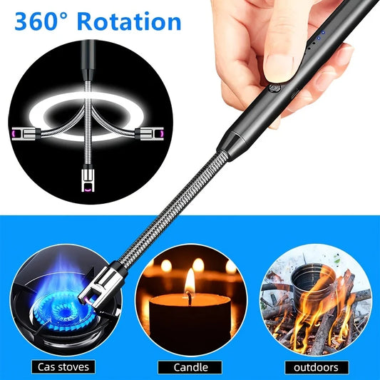 USB Rechargeable Windproof Arc Lighter – Electric Plasma Ignition Tool for Gas Stoves, Candles, BBQ & Outdoor Camping Use