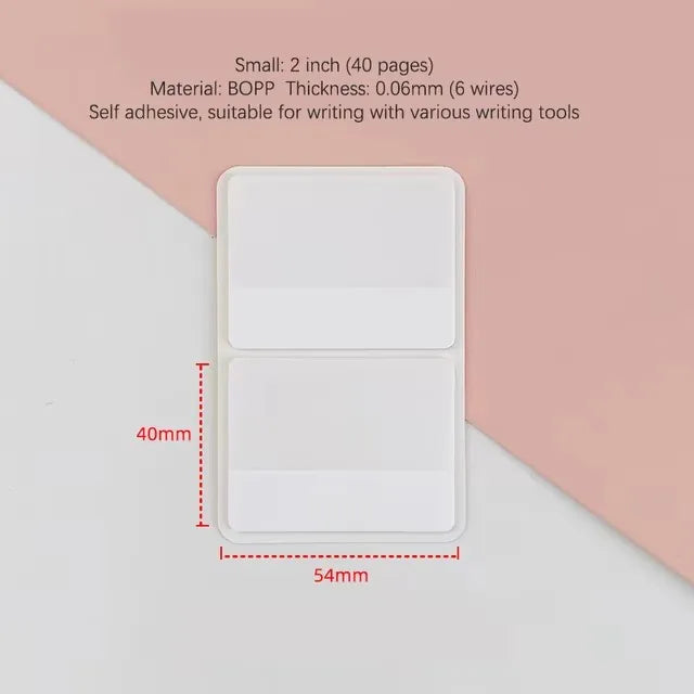 40/80/160-Page Frosted White Index Stickers - Transparent DIY Label Tabs for Office, School & Study Supplies