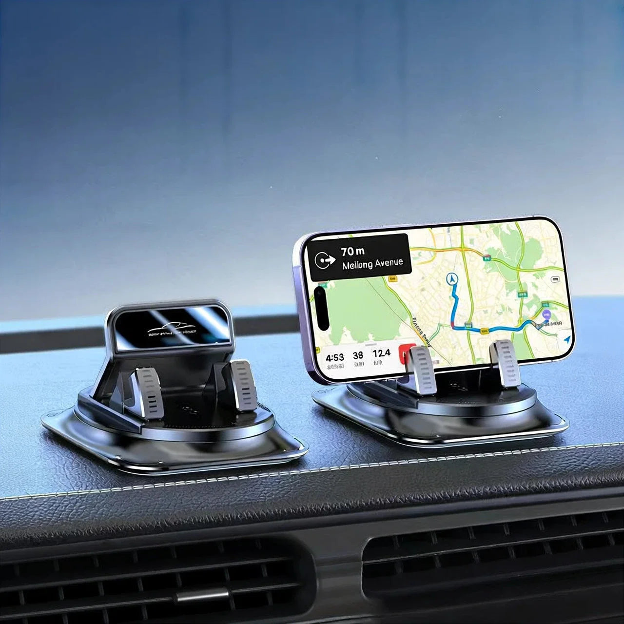 Car Center Console Phone Holder - 360° Rotating Anti-Slip Dashboard Navigation Stand
