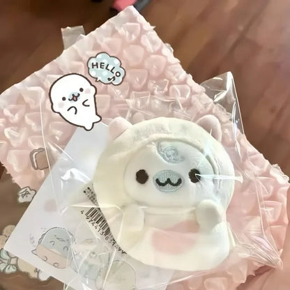 Cute Plush Seal Keychain - Furry Cartoon Bag Charm Pendant for Backpacks, Books & Gift Accessories