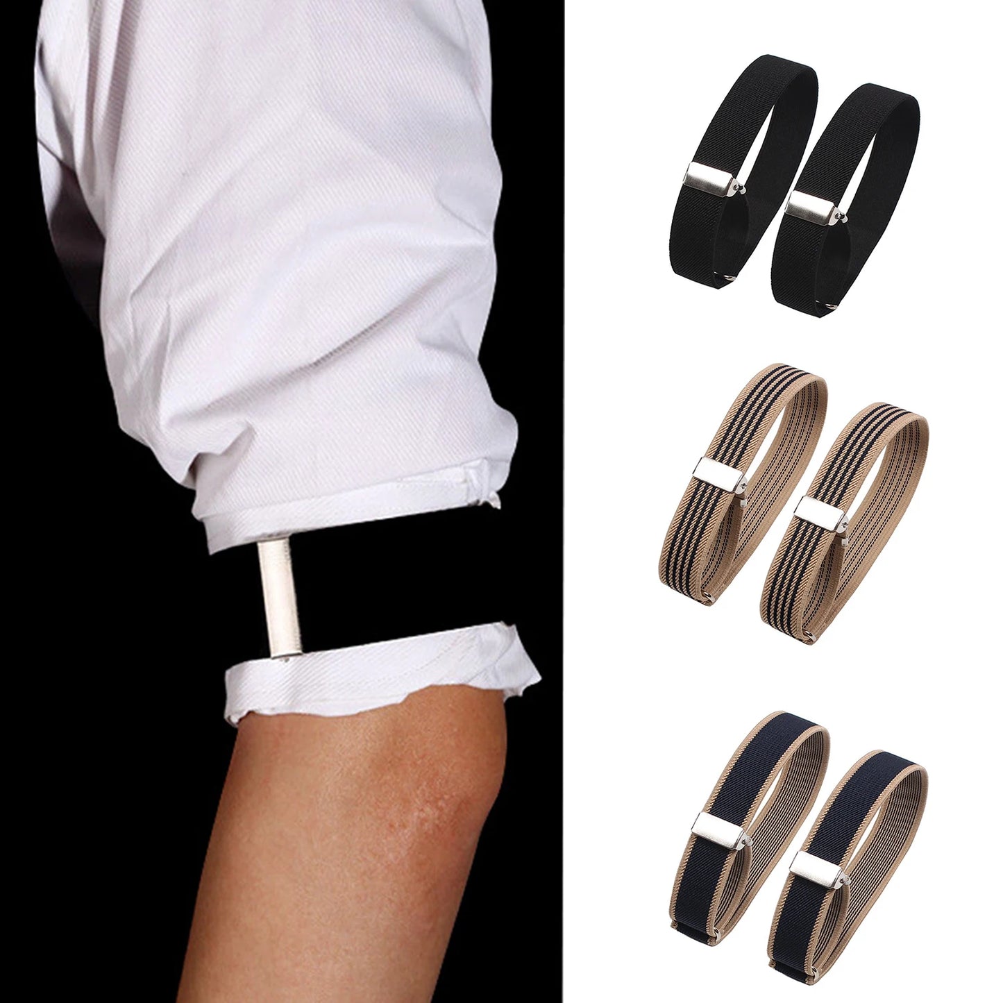 Elastic Adjustable Shirt Sleeve Garter for Men | Business Arm Band Sleeve Bracelet | Anti-Slip Cuff Holder Armband