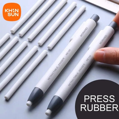 Retractable Pencil Eraser — Rubber Eraser for Writing Correction, School & Office Supplies