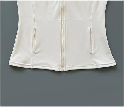 Quick Dry Stand-Up Collar Fitness Jacket for Women – Slim-Fit Zipper Yoga, Running & Cycling Top
