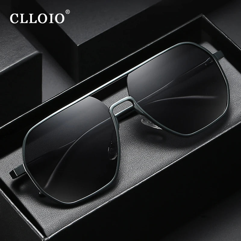 CLLOIO Fashion Aluminum Photochromic Sunglasses – Polarized Chameleon Anti-Glare Driving Glasses for Men & Women
