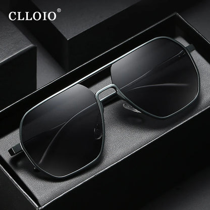 CLLOIO Fashion Aluminum Photochromic Sunglasses – Polarized Chameleon Anti-Glare Driving Glasses for Men & Women
