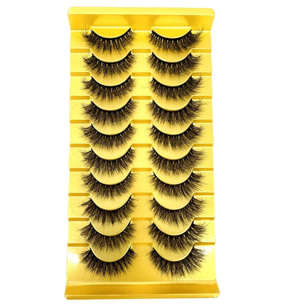 5/10 Pairs 3D Mink False Eyelashes – Wispy Handcrafted Full Strip Short Natural Lashes for Makeup
