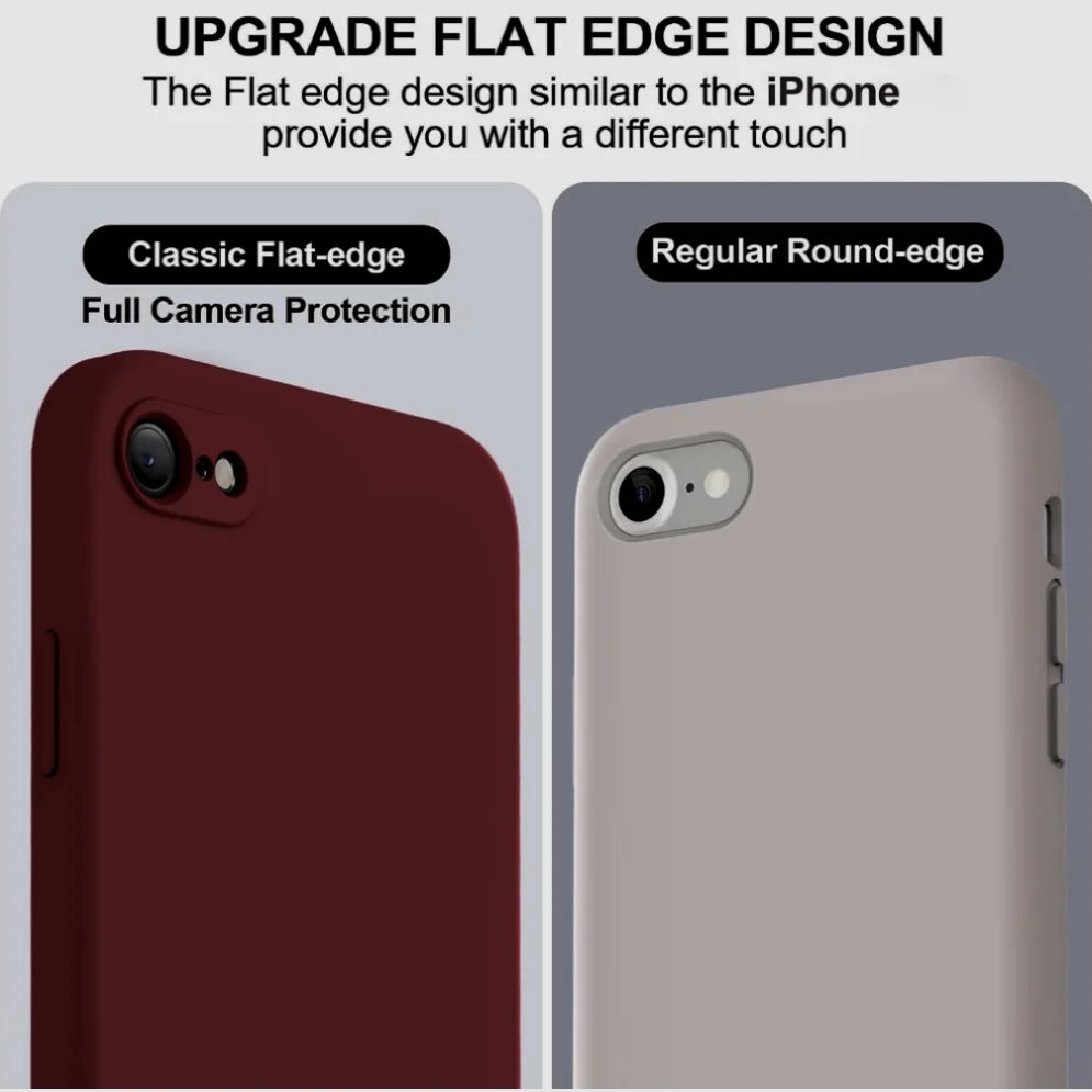 Shockproof Liquid Silicone iPhone Case - Solid Color Protective Cover for iPhone SE 2020/2022, 7, 8, Plus & 16E