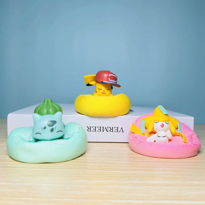 6Pcs Pokémon Sleep Pose Blind Box Figures – Pikachu Kawaii Desk & Car Ornament Anime Collectible Toy Set