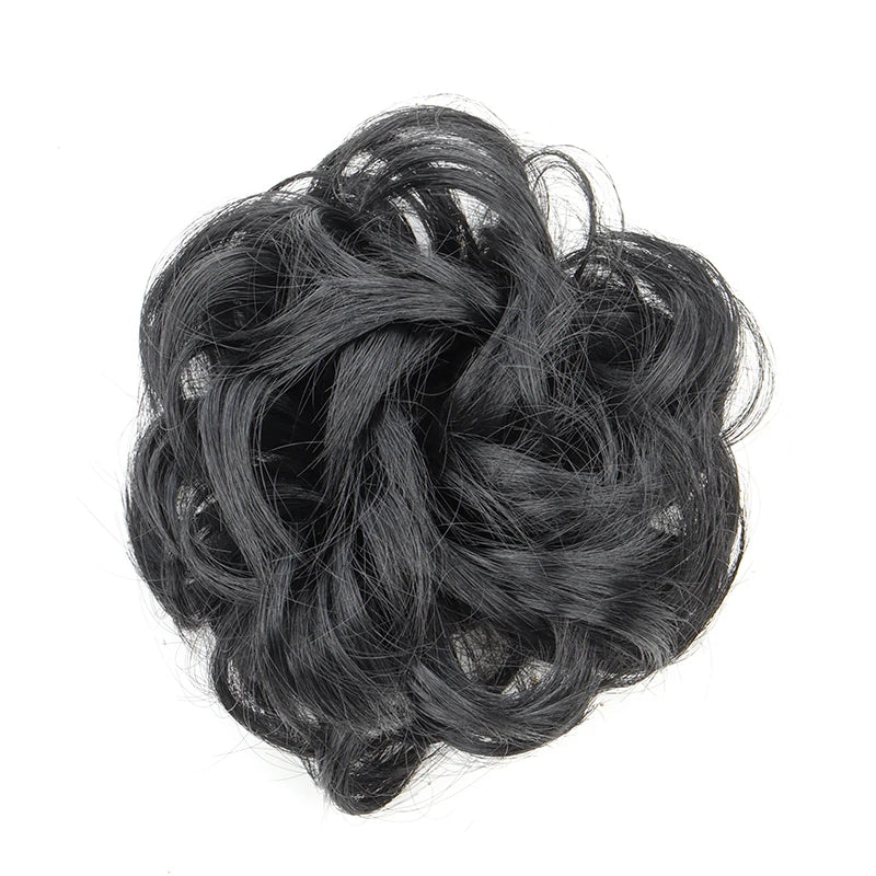 Synthetic Messy Bun Chignon Donut – Blonde & Brown Hair Bun Pad, Elastic Hair Rope, Rubber Band Hair Extensions for Women