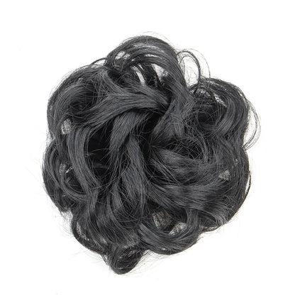 Synthetic Messy Bun Chignon Donut – Blonde & Brown Hair Bun Pad, Elastic Hair Rope, Rubber Band Hair Extensions for Women