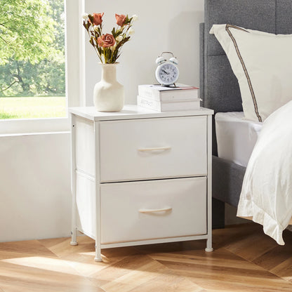 Nightstand Bedside Table – Coffee, Sofa & Tea Table with 2 Fabric Drawers for Bedroom Storage & Clothes Display