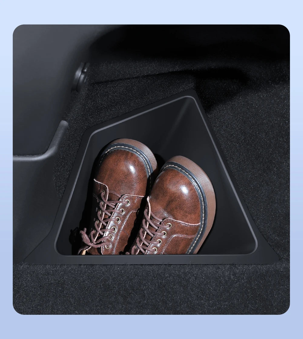 YZ Car Trunk Side Storage Box – Left & Right Organizer for Tesla Model Y Juniper 2021-2025 with Flocking Mat Cover